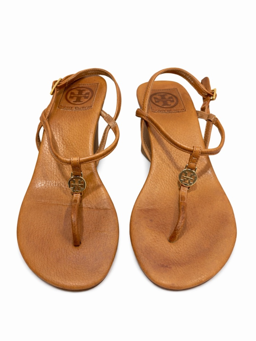 Tory Burch Miller Wedge Sandals – Tan Leather – Size 8